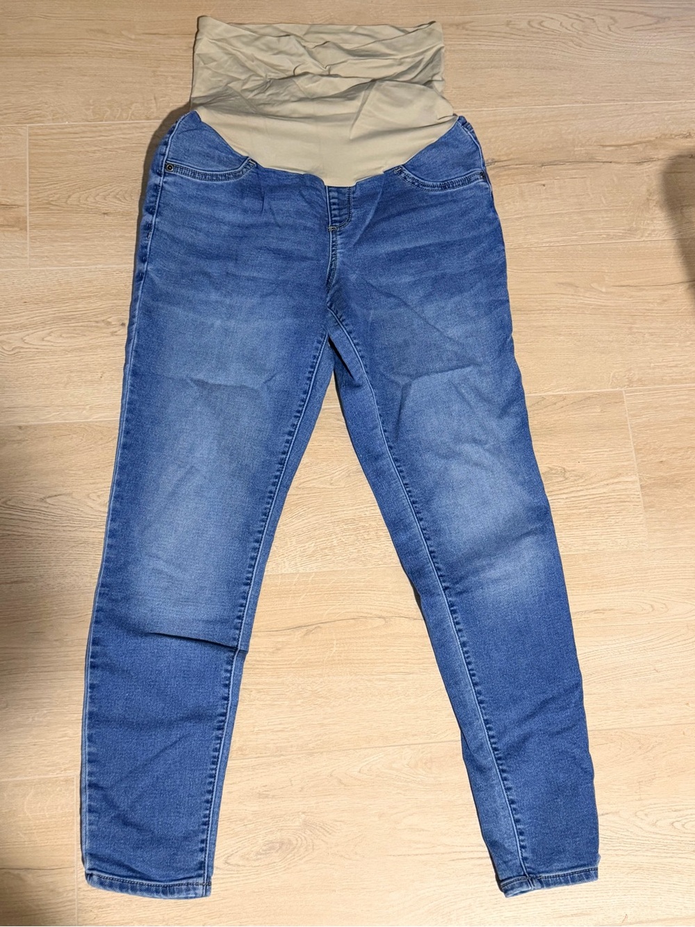 Maternity Blue Stretch Jeans with Beige Support